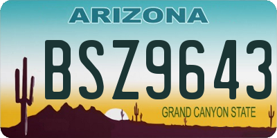 AZ license plate BSZ9643