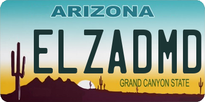 AZ license plate ELZADMD