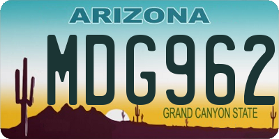 AZ license plate MDG962