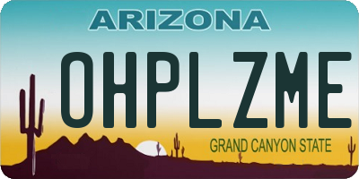 AZ license plate OHPLZME