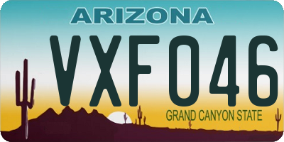 AZ license plate VXF046