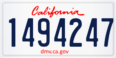CA license plate 1494247