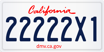 CA license plate 22222X1