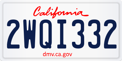 CA license plate 2WQI332