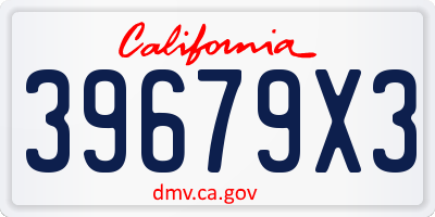 CA license plate 39679X3