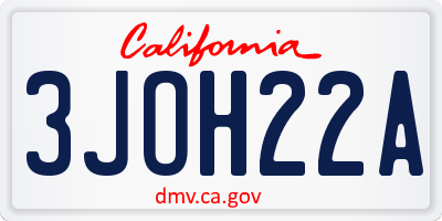 CA license plate 3JOH22A