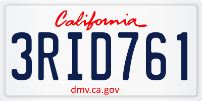 CA license plate 3RID761