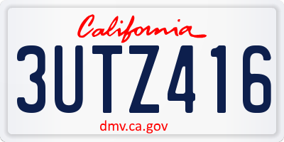 CA license plate 3UTZ416