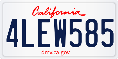 CA license plate 4LEW585
