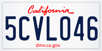 CA license plate 5CVLO46