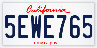 CA license plate 5EWE765