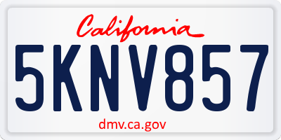 CA license plate 5KNV857