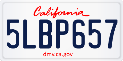 CA license plate 5LBP657