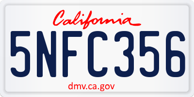 CA license plate 5NFC356
