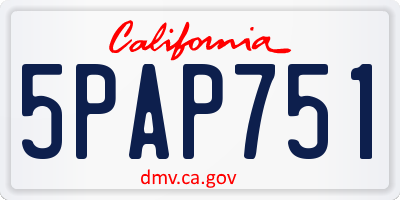 CA license plate 5PAP751