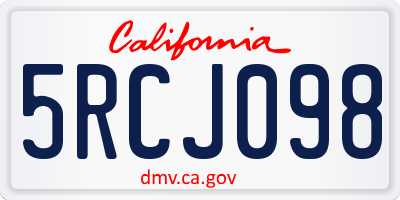 CA license plate 5RCJ098