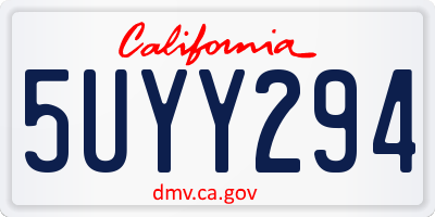 CA license plate 5UYY294