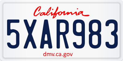 CA license plate 5XAR983
