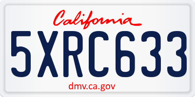 CA license plate 5XRC633