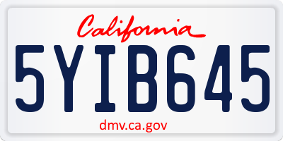 CA license plate 5YIB645