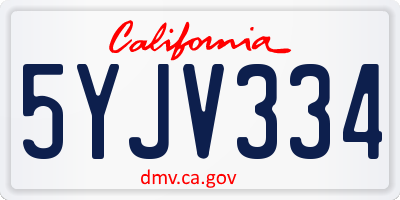 CA license plate 5YJV334