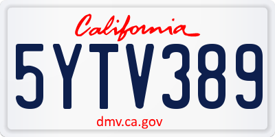CA license plate 5YTV389