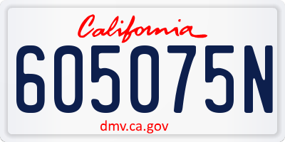 CA license plate 605075N