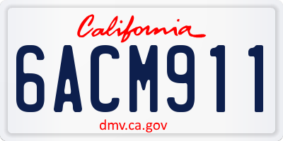 CA license plate 6ACM911