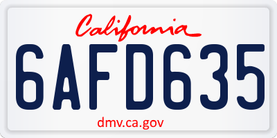 CA license plate 6AFD635