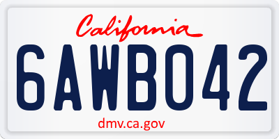 CA license plate 6AWB042