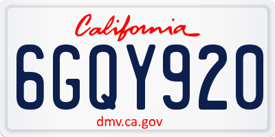 CA license plate 6GQY920