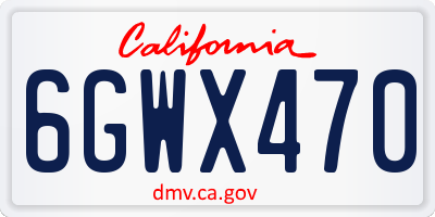 CA license plate 6GWX470