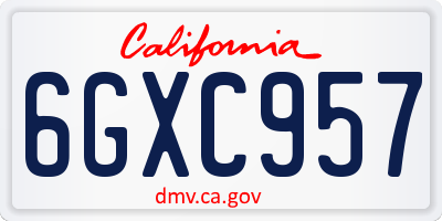 CA license plate 6GXC957