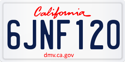 CA license plate 6JNF120