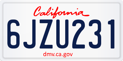 CA license plate 6JZU231