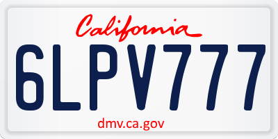 CA license plate 6LPV777