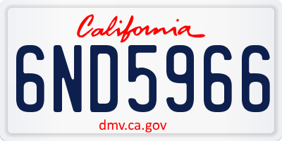 CA license plate 6ND5966