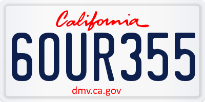 CA license plate 6OUR355