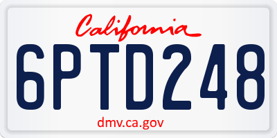 CA license plate 6PTD248