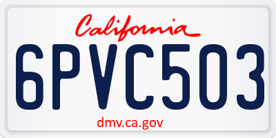 CA license plate 6PVC503