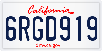 CA license plate 6RGD919