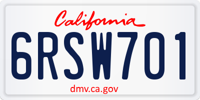CA license plate 6RSW701