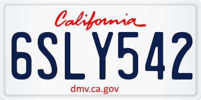 CA license plate 6SLY542