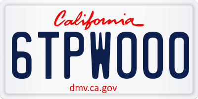 CA license plate 6TPW000