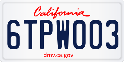 CA license plate 6TPW003