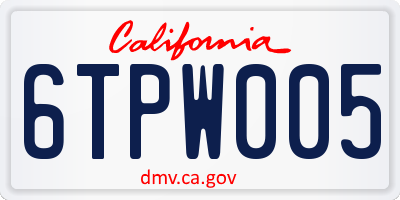 CA license plate 6TPW005