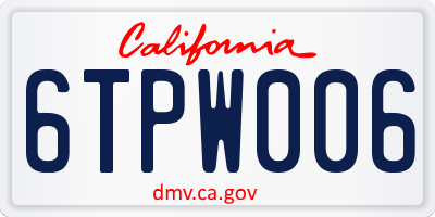 CA license plate 6TPW006