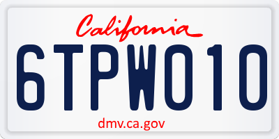 CA license plate 6TPW010