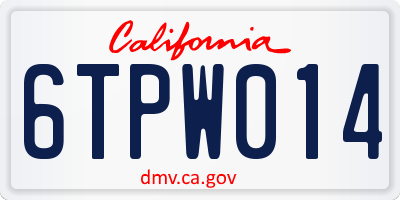 CA license plate 6TPW014