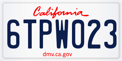 CA license plate 6TPW023
